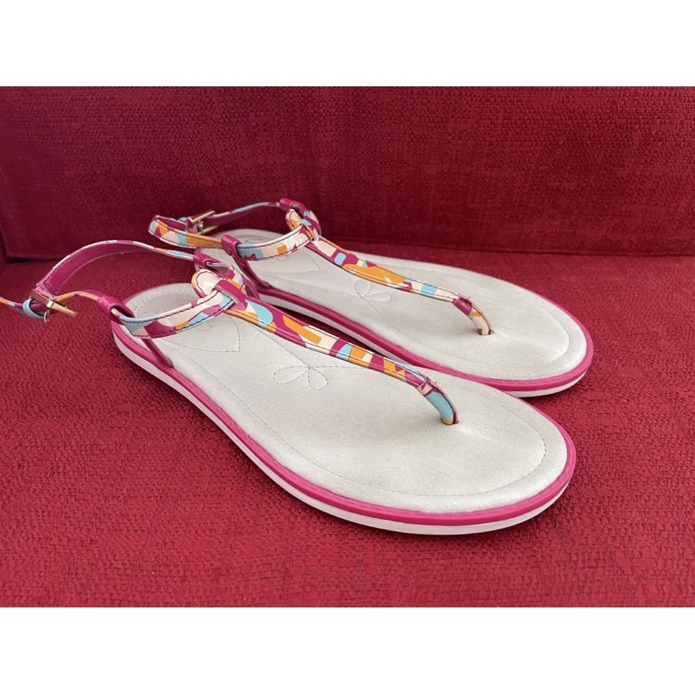 Clarks Seattle Spice Pink Multi Color Thong Buckle Comfort Sandal Size 7.5